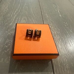Hermes Black and rose Gold H Mini Pop Earrings